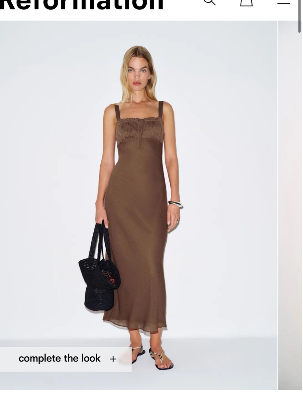Reformation Brown Maxi Slip Dress